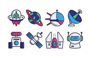conjunto de iconos de ciencia ficción vector
