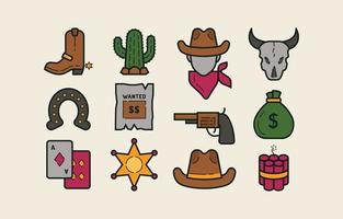 Cowboy Icon Set vector