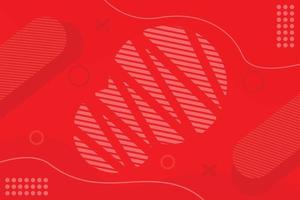 Memphis red background with halftone and line elements vector