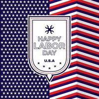 USA Labor Day greeting card with USA national flag colors background and handwritten text Happy Labor Day. Vector illustration.