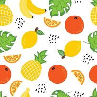 Seamless Repeating Pattern of Various Juicy Tropical Fruit