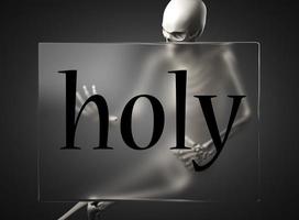 holy word on glass and skeleton photo