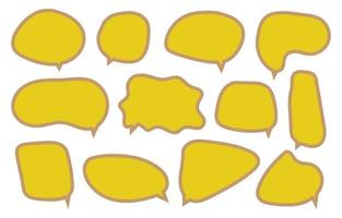 Set yellow autumn speech bubbles on white background. chat box or chat vector doodle message or communication icon Cloud speaking for comics and message dialog