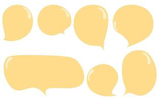 yellow empty speech bubbles set,outline on a white background, vector speaking or talk bubble, Doodle style