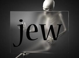 palabra judía sobre vidrio y esqueleto foto