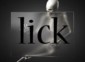 lick word on glass and skeleton photo