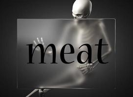 meat word on glass and skeleton photo