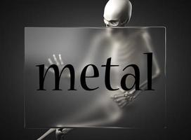 palabra de metal sobre vidrio y esqueleto foto