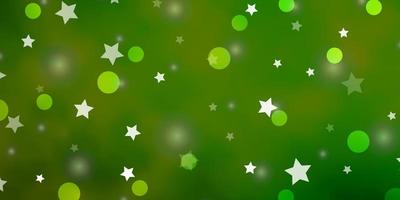 Light Green vector pattern with circles, stars.