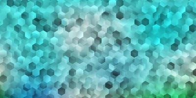 Light blue, green vector layout with shapes of hexagons.