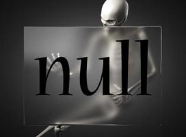 null word on glass and skeleton photo