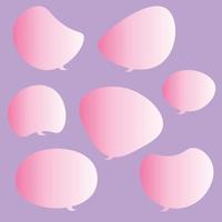 Speech bubbles set with gradient pink empty bubbles, speaking and talk, communication and dialogue vector illustrations, isolated on a light purple background.