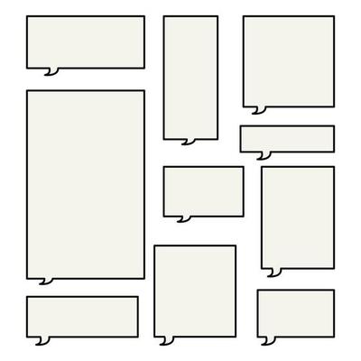 Set of  Cream color speech bubbles, empty bubbles with black borders, speaking and talk, communication and dialogue, vector illustrations.