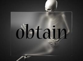 obtain word on glass and skeleton photo