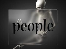 people word on glass and skeleton photo