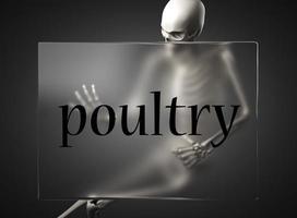 poultry word on glass and skeleton photo