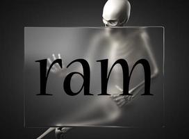 ram word on glass and skeleton photo