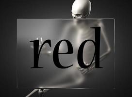 palabra roja sobre vidrio y esqueleto foto