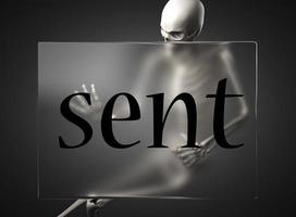 sent word on glass and skeleton photo