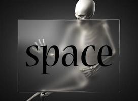 space word on glass and skeleton photo