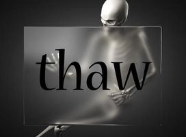 thaw word on glass and skeleton photo