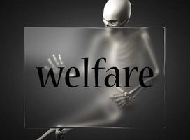 welfare word on glass and skeleton photo