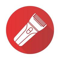 cortapelos diseño plano icono de glifo de sombra larga. cortapelos electrico. maquina de cortar pelo. implemento para hacer corte de pelo corto. peluquería de hombre profesional. ilustración de silueta vectorial vector