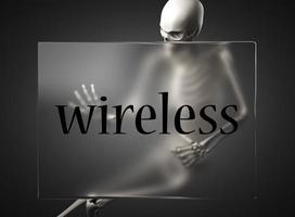 wireless word on glass and skeleton photo