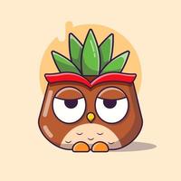 owl plant pot vector