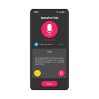 Text messages generator smartphone interface vector template. Mobile app page color design layout. Speech to text transformer screen. Flat UI for application. Spoken phrases converter phone display