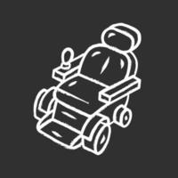 Motorized wheelchair chalk icon. Mobility aid device for physically disabled people. Transportation for handicapped person. Remote controlled scooter. Isolated vector chalkboard illustration