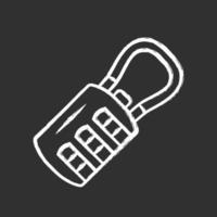 Combination, passcode hanging lock chalk icon. Luggage, baggage safety and protection item. Suitcase, briefcase number code padlock, locker. Security measures. Isolated vector chalkboard illustration