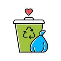 icono de color de eliminación de basura. programa de voluntariado en gestión de residuos. ayudar a clasificar la basura. actividad social para la recolección de basura. servicios de reciclaje y compostaje. ilustración vectorial aislada vector