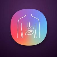 Healthy stomach app icon. Human organ in good health. Functioning digestive system. Wholesome gastrointestinal tract. UI UX user interface. Web or mobile application. Vector isolated illustration