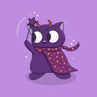 Hand Drawn of Cute Cat Wizard Character vector