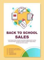 School total sales brochure template layout. Discount checklist. Flyer, booklet, leaflet print design with linear illustrations. Vector page layouts for magazines, annual reports, advertising poster