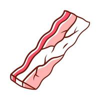 Bacon color icon. Butchers meat. Roasted sowbelly. Piece of lard. Yummy rasher. Meat production and sale. Butchery business. Isolated vector illustration