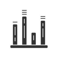 icono de glifo de gráfico de barras. diagrama. gráfico de líneas. visualización de datos estadísticos. representación simbólica de la información. símbolo de la silueta. espacio negativo. ilustración vectorial aislada vector