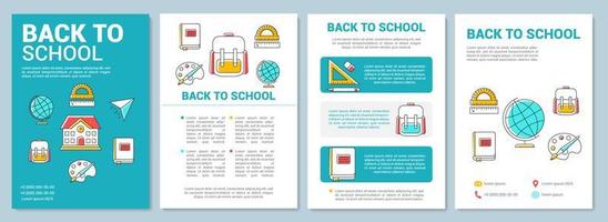 diseño de plantilla de folleto de educación escolar. nuevo año académico. folleto, folleto, diseño de impresión de folleto con ilustraciones lineales. diseños de páginas vectoriales para revistas, informes anuales, carteles publicitarios vector