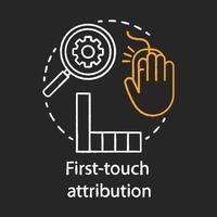 First-touch attribution chalk concept icon. Digital marketing channel analysis idea. Attribution modeling type. Web data analytics. Vector isolated chalkboard illustration