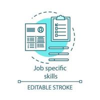 Job specific turquoise skills concept icon. Company recruitment, hiring. Job interview, candidates cv idea thin line illustration. Employees resume vector isolated outline drawing. Editable stroke