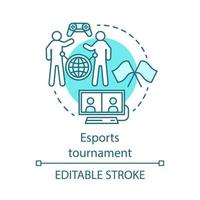 Esports tournament concept icon. Competition for two gamers. International gamer community. Video games championship idea thin line illustration. Vector isolated outline drawing. Editable stroke