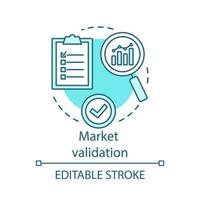 Market validation concept icon. Interview with target audience. Company development plan. Marketing research idea thin line illustration. Vector isolated outline drawing. Editable stroke