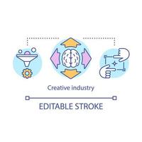 Creative industry concept icon. New business solutions invention. Talented worker. Project management. Productive mind idea thin line illustration. Vector isolated outline drawing. Editable stroke