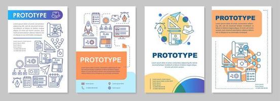 Prototype brochure template layout. Preliminary product. MVP. Flyer, booklet, leaflet print design with linear illustrations. Vector page layouts for magazines, annual reports, advertising posters