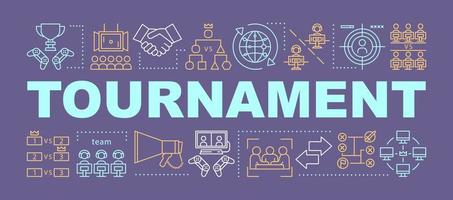 Tournament word concepts banner. E sports championship. Cyber sport competition. Presentation, website. Isolated lettering typography idea with linear icons. Vector outline illustration