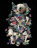 skull floral art vector