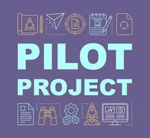 Pilot project word concepts banner. MVP launch. Business start. Prototype release. Presentation, website. Isolated lettering typography idea with linear icons. Vector outline illustration