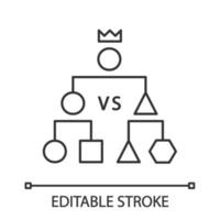 icono lineal del torneo de doble eliminación. esports campeonato cibernético. competencia. esquema de estrategia de juego. ilustración de línea delgada. símbolo de contorno dibujo de contorno aislado vectorial. trazo editable vector