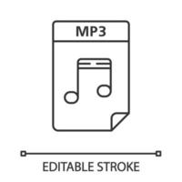 MP3 file linear icon. Digital audio document. Music file format. Thin line illustration. Contour symbol. Vector isolated outline drawing. Editable stroke